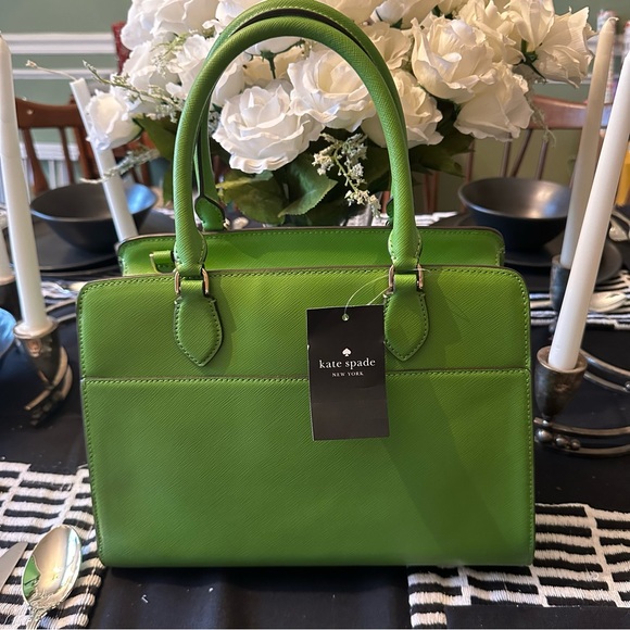 kate spade ♠️- $429 Madison Saffiano Leather Medium Satchel in Turtle Green, NWT - Picture 8 of 16